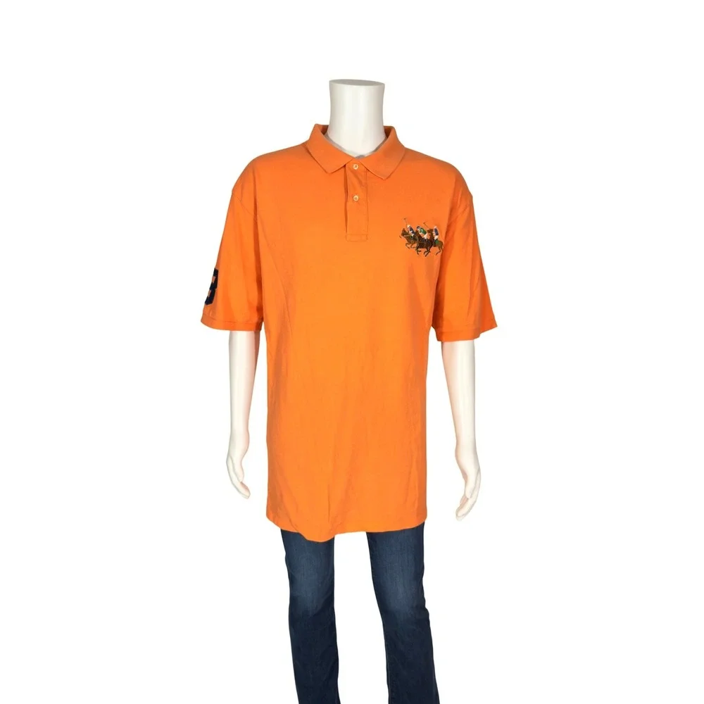 Polo Ralph Lauren Polo Shirt Mens 3XLT Orange Excellent Triple Pony Big Tall Y2K